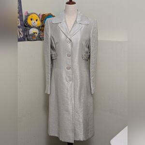 Kasper Elegant Silver Trench Coat